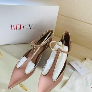 Red Women's Blush T-Strap Heels